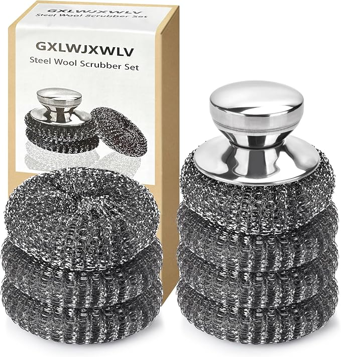 7PCS Steel Wool Scrubber Pads, Stainless Steel Scrubber Set by Unknown