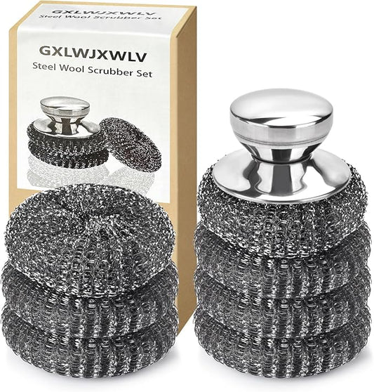 7PCS Steel Wool Scrubber Pads, Stainless Steel Scrubber Set by Unknown