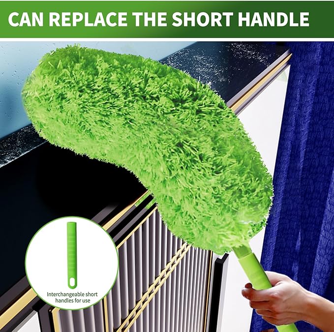 Cobweb Duster with Extension Pole, Washable Cleaning Duster Set with 2 Duster - Image 7