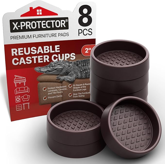 Furniture Cups X-PROTECTOR – 2" Caster Cups 8 PCS – Round Furniture Coasters – by X-Protector