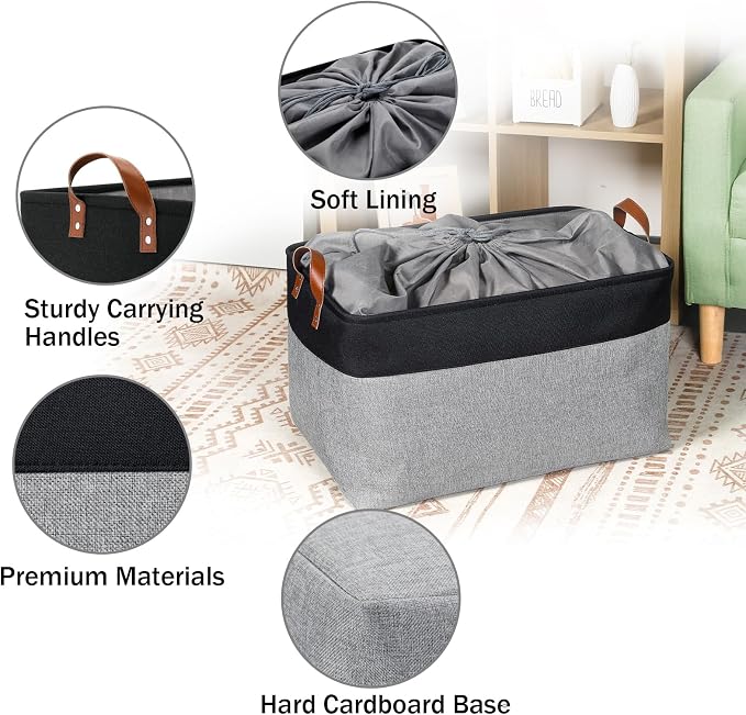 DULLEMELO Extra Large Storage Basket 22X15, 70L Foldable Fabric Toys Baskets - Image 7