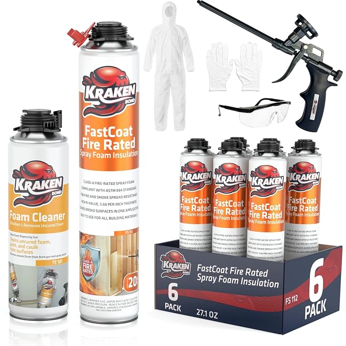 Kraken Bond Fastcoat Fire Rated Spray Foam Insulation Kit Closed Cell in a Can by KRAKENBOND