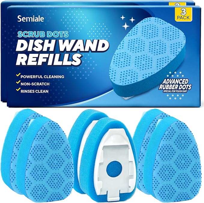 Scrub Dots Dishwand Refills Sponge Heads, Dish Wand Refill, Scrubber by Semiale