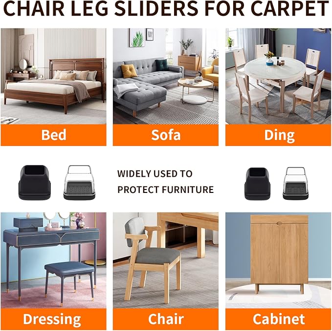 Ezprotekt 24 Pcs Black Chair Leg Sliders - Image 7