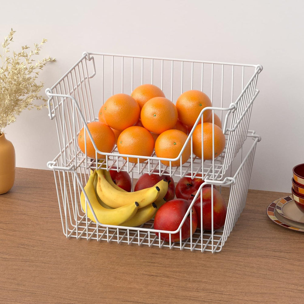 Slideep 14'' Large Stackable Storage Baskets Cabinet Organizer Sturdy...