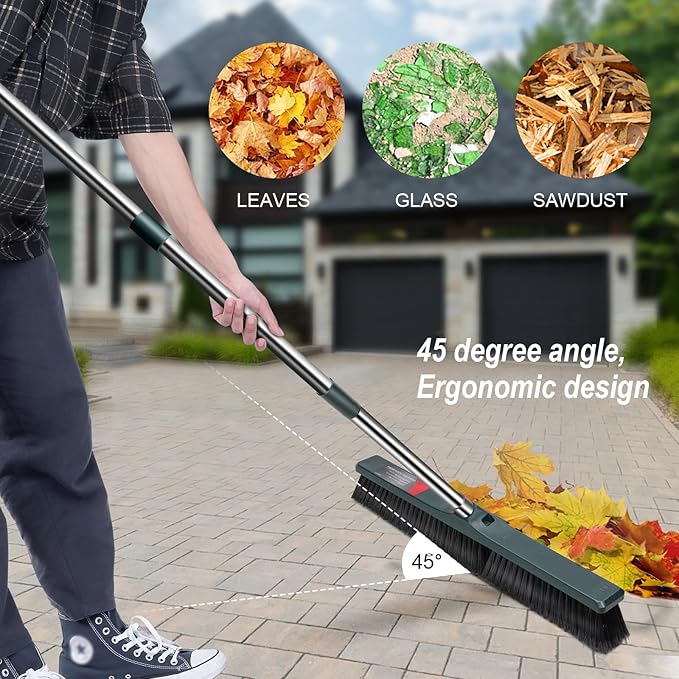 MASTERTOP 24" Push Broom Outdoor, Heavy Duty Garden Brush Broom - Image 2