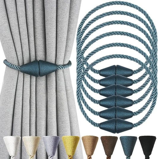 6 Pack Magnetic Curtain Tiebacks Rope Modern Handmade Curtain Tie Backs by CurtianTiebacks