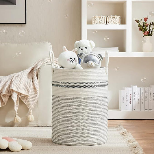 VIPOSCO Large Laundry Hamper, Tall Woven Rope Storage Basket - Image 2