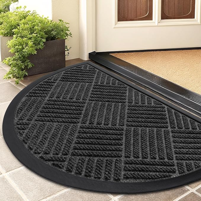 Smiry Half Circle Front Door Mat Outside Entrance, Heavy Duty Outdoor Indoor by Smiry