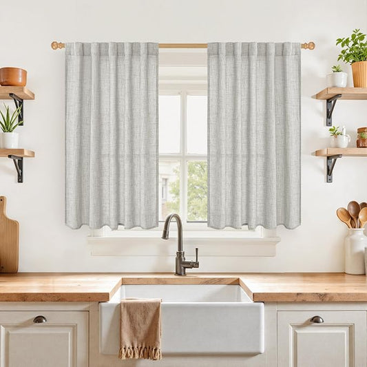 YoungsTex Light Grey Linen Curtains 40 Inches Long by YoungsTex
