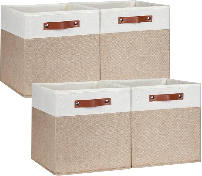 DULLEMELO Cube Storage Bins, Collapsible foldable Linen Canvas Closet Storage by DULLEMELO
