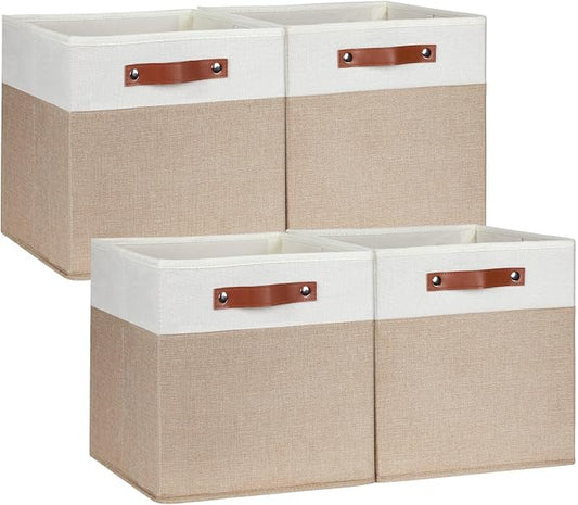 DULLEMELO Cube Storage Bins, Collapsible foldable Linen Canvas Closet Storage by DULLEMELO