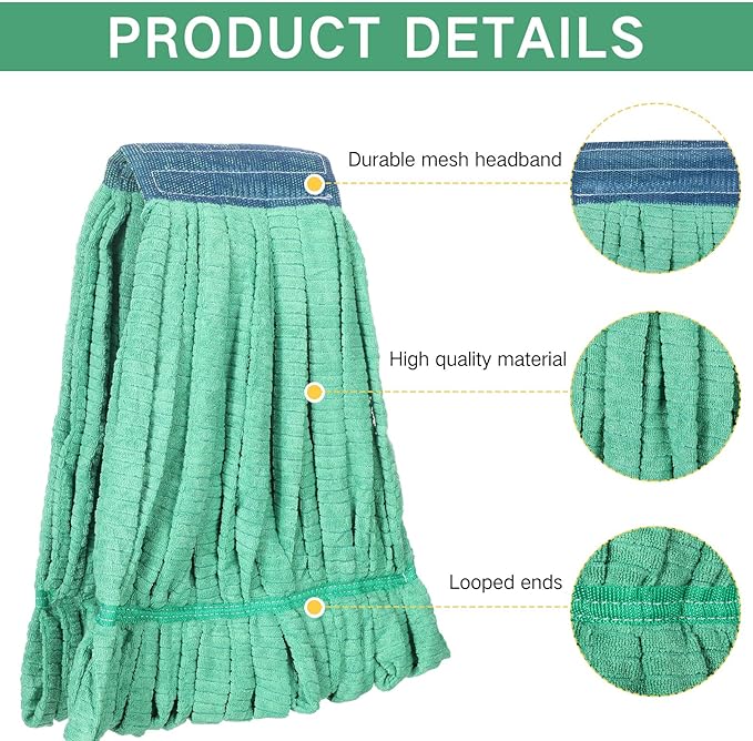 Lallisa 4 Pcs Commercial Mop Head Replacement Tube Microfiber Industrial Looped - Image 3