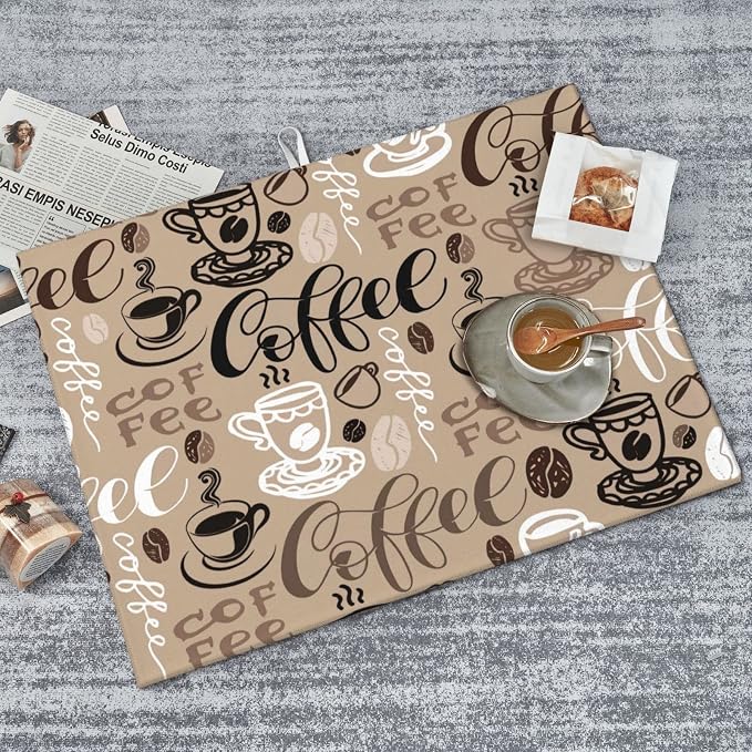 Brown Coffee Maker Beans Theme Microfiber Absorbent Reversible Dish Drying Mat - Image 8