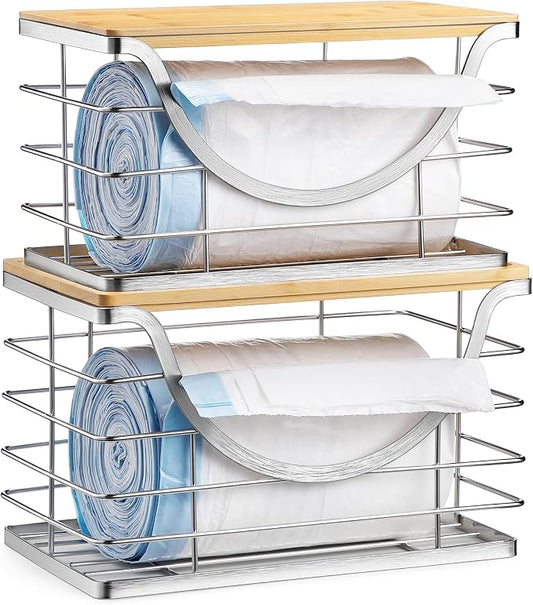 Extra Large Trash Bag Holder Stackable Kitchen Storage Slive, 2 Pack Wall by YAFFWA