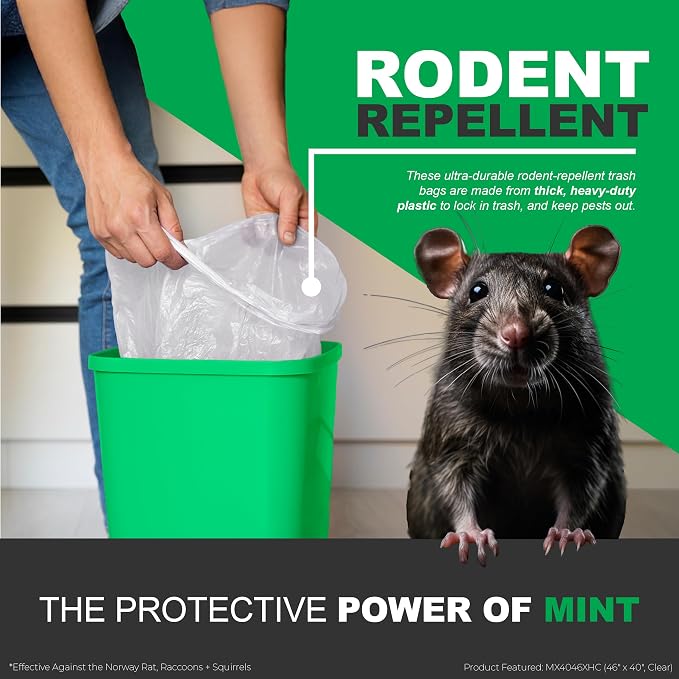 Mint -X Rodent Repellent Indoor Tall Kitchen Drawstring Trash Bags - Image 3