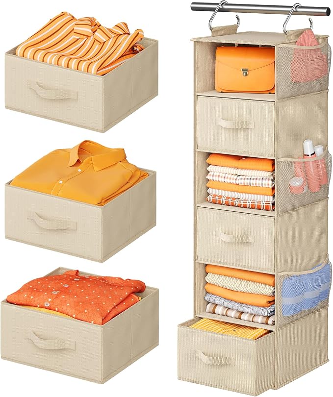 Pipishell Hanging Closet Organizer 6-Shelf, Hanging Shelves by Pipishell