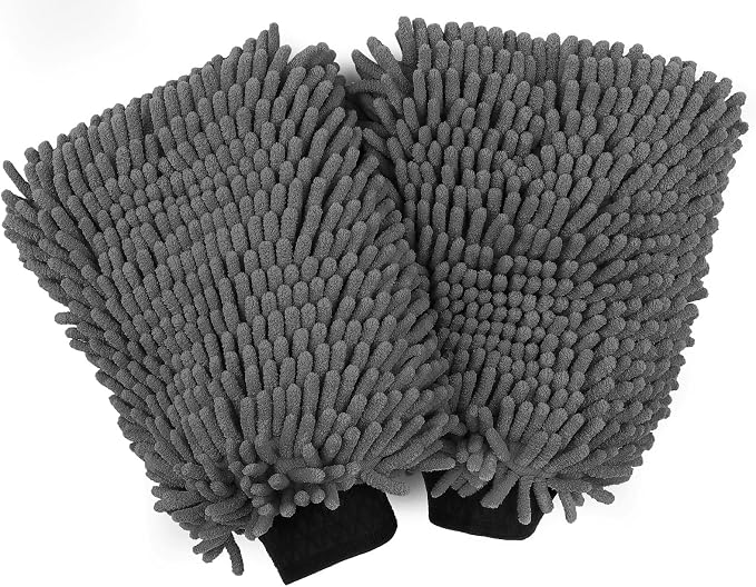 HOMEXCEL Car Wash Mitt, 2PK Chenille Microfiber Wash Mitt, Scratch-Free & by HOMEXCEL