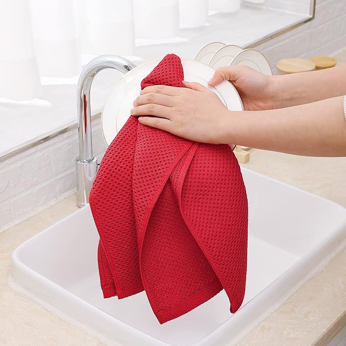 Homaxy 100% Cotton Waffle Weave Kitchen Dish Towels, Ultra Soft Absorbent Quick - Image 4