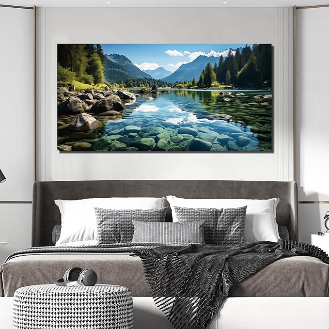 GUGIKA Landscape Wall Art for Living Room, Mountain and Lake Wall-Decor for - Image 4