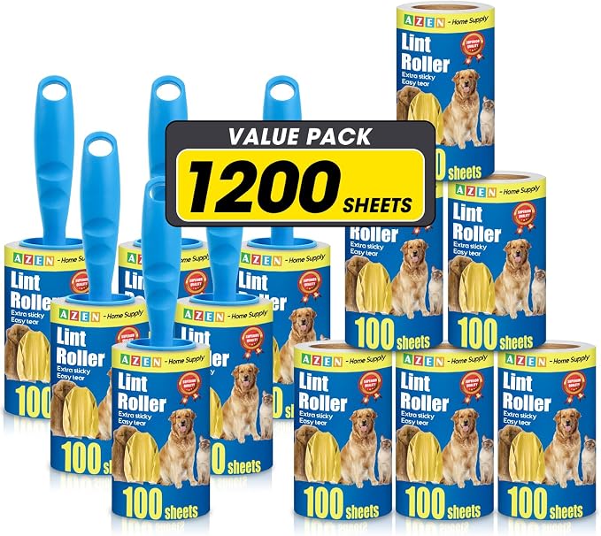AZEN Lint Roller, Lint Rollers for Pet Hair Extra Sticky, 1200 Sheets Lint by AZEN