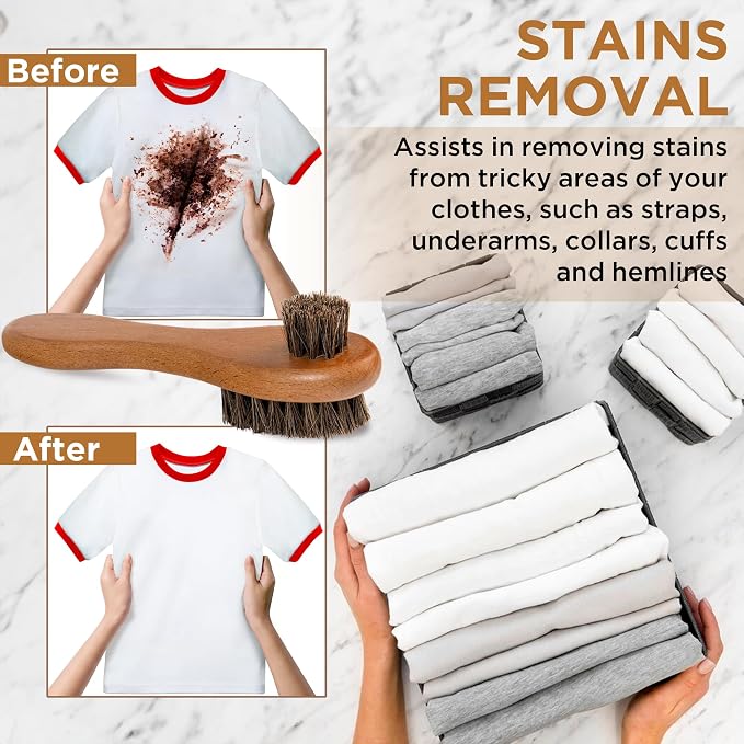 DUGATO Dual-Bristle Horsehair Laundry Stain Brush Set - Image 4