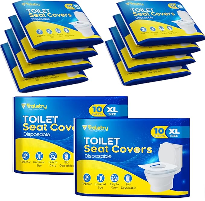 Toilet Seat Covers Disposable Flushable Travel Pack of 100 XL-Disposable Toilet by Traletry