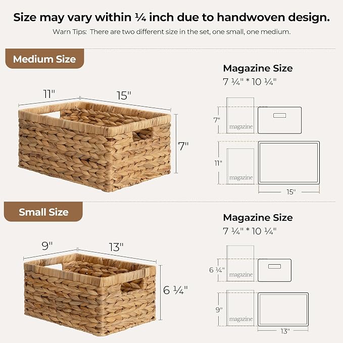 StorageWorks Wicker Storage Baskets, Large and Small Baskets, Handwoven Water - Image 3