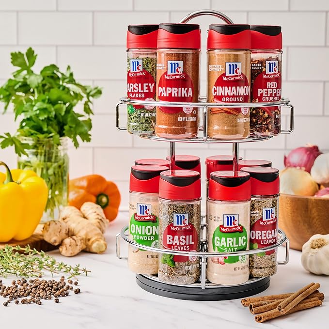 McCormick Spice Rack, Two Tier Chrome, Featuring 16 Herbs & Spices - Image 7
