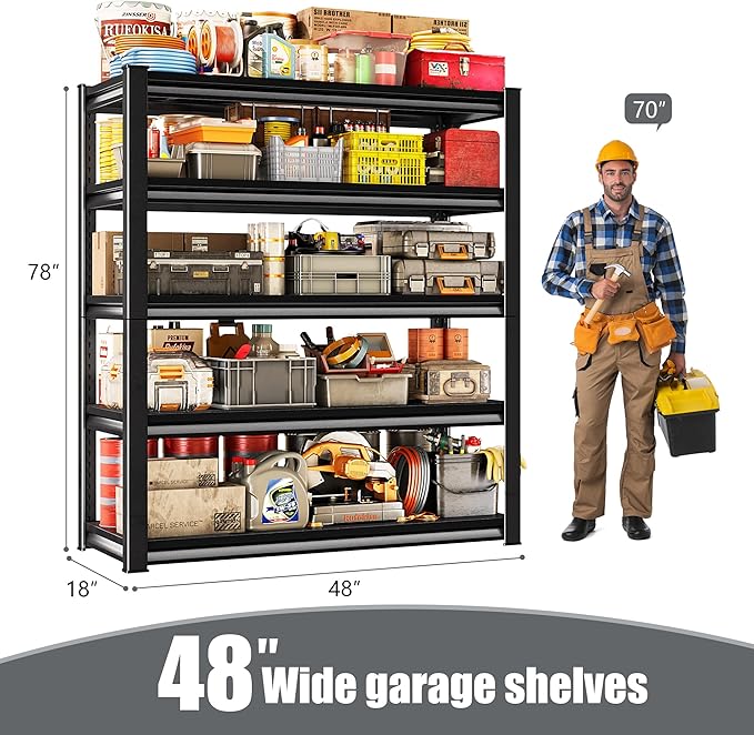 78" H Garage Shelving Heavy Duty，2800LBS Loads Adjustable Garage Storage Shelves - Image 3