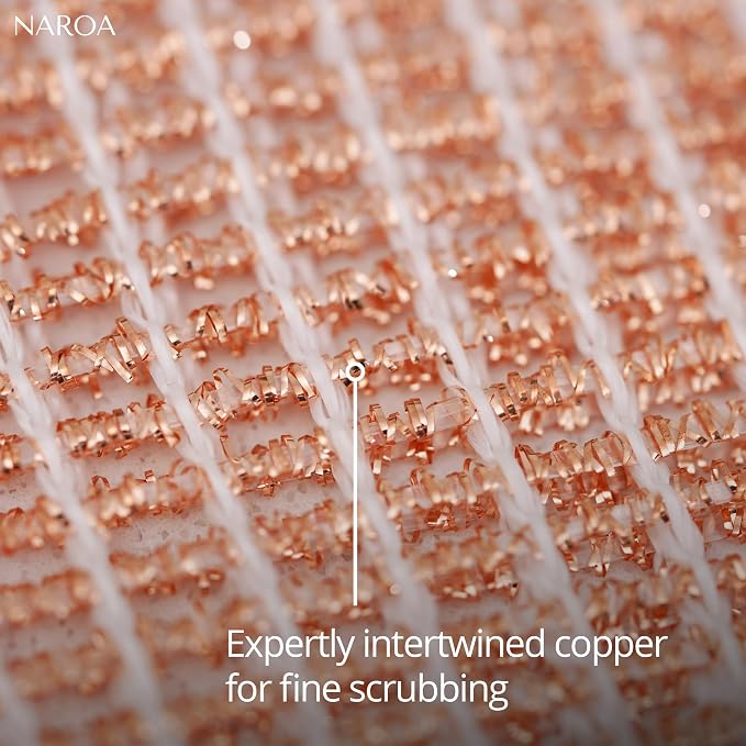 Naroa Copper Scrubbing Pads 3 Pack | 2-Ply Non-Abrasive Metal Mesh Scrubber | - Image 5