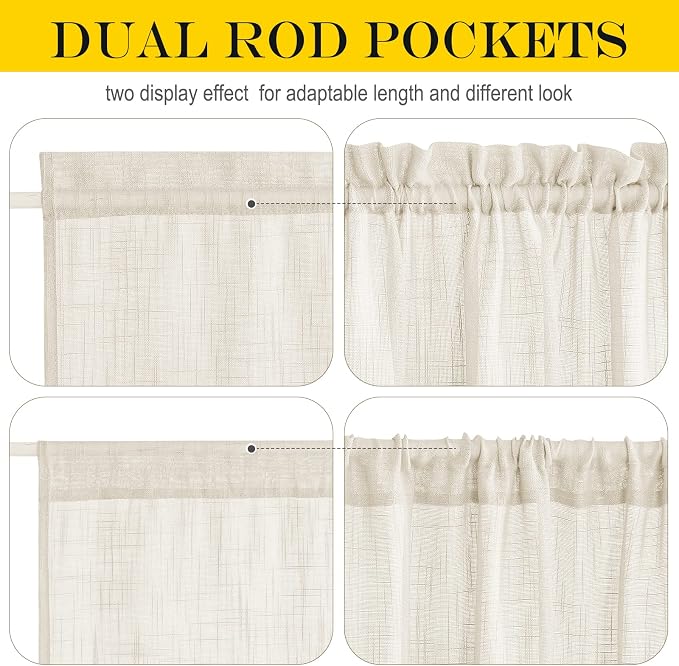 NICETOWN Sheer Door Curtain for Window, Farmhouse French Door Curtain for Front - Image 3
