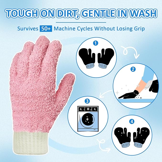 MIG4U Microfiber Dusting Gloves Washable Reusable Cleaning Mittens Gloves - Image 3