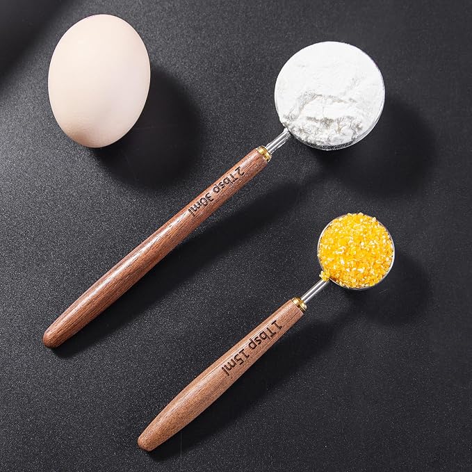 Wooden Scoops for Tea 2PCS Long Handle Coffee Scoop for Sugar Wood and - Image 6
