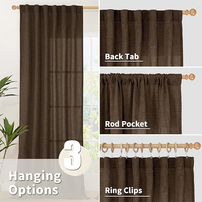 YoungsTex Brown Linen Curtains 78 Inch Length - Image 6