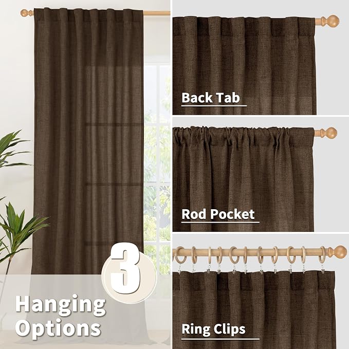YoungsTex Brown Linen Curtains 84 Inch Length - Image 6