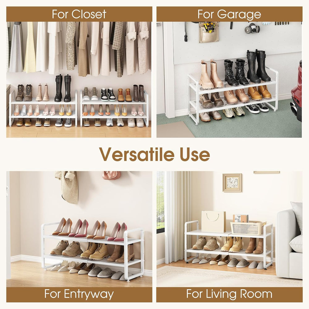 SAYZH 2-Tier Expandable Shoe Rack for Closet, Adjustable Metal Shoe Organizer...