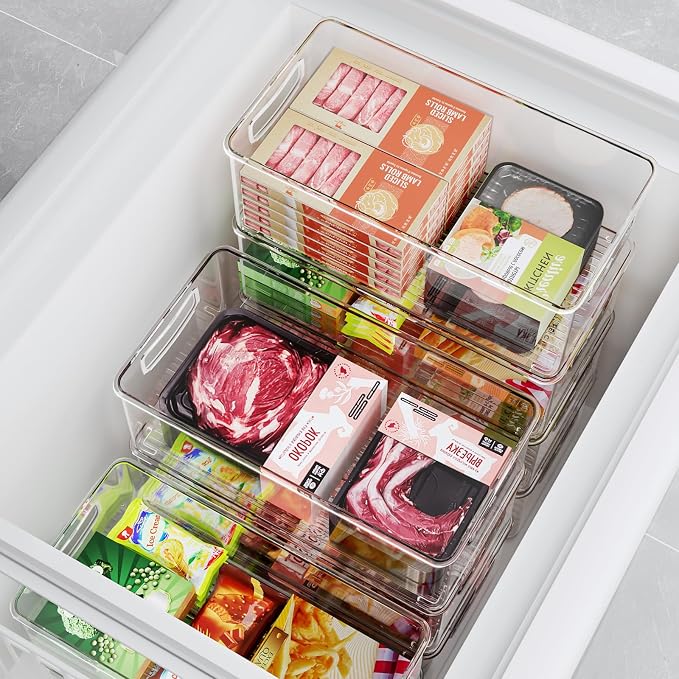 8 PACK Freezer Organizer Bins Clear Stackable Storage Bins - Image 6