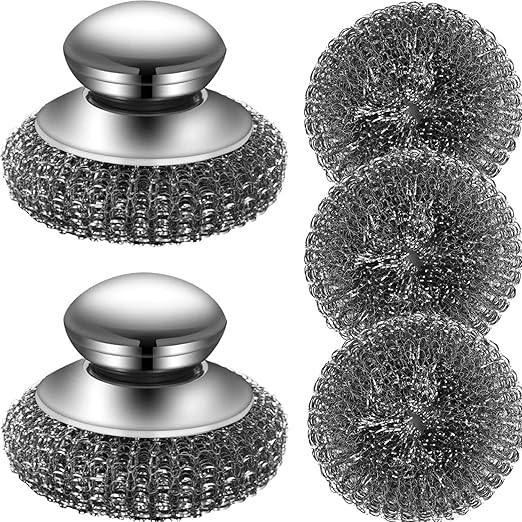 Steel Wool Scrubber with 2 Handles & 3 Replacement Wire Sponge by AFunCrafter