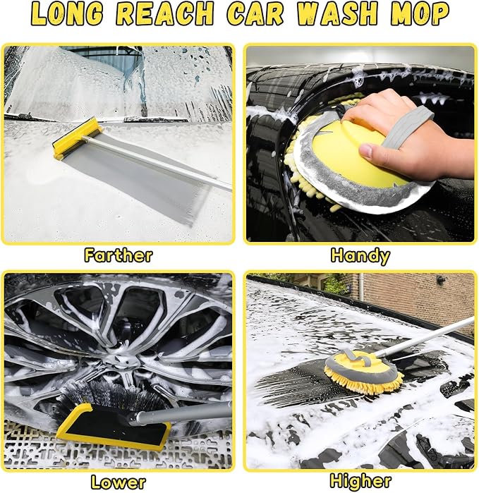 144'' Long Extendable Handle Car RV Wash Brush Kits - Image 5