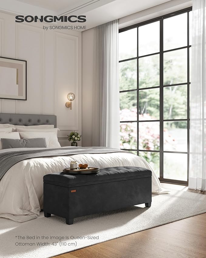 SONGMICS Velvet Storage Ottoman Bench, Foot Rest - Image 2