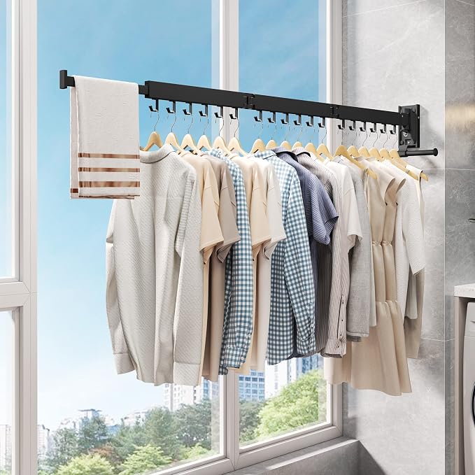 Clothes Drying Rack Wall Mounted, Laundry Drying Rack, Laundry Room Organization - Image 8