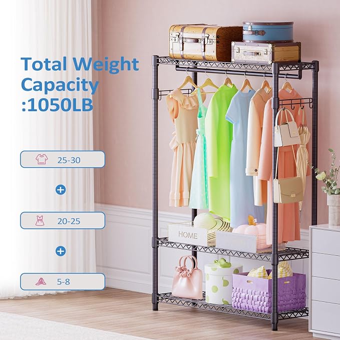 IZEUK 3 Tier Heavy Duty Garment Rack Wire Clothes Rack - Image 2