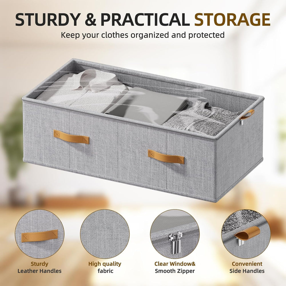 10inch 3 Pack Under Bed Storage Containers, 10 Inch Tall Underbed Clothes Sto...