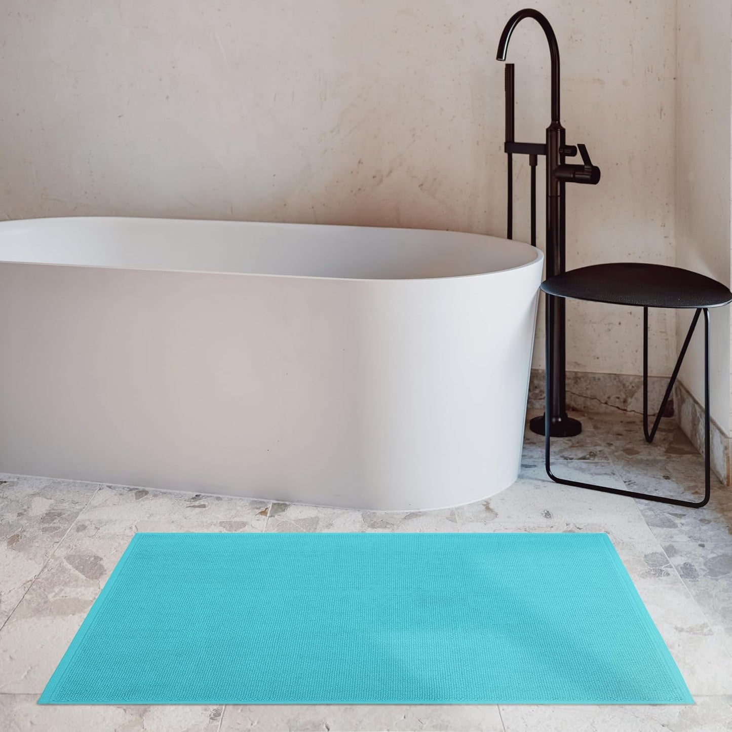 Cotton Paradise 100% Cotton Turkish Bathmat Rug, Soft Absorbent Quick Dry Non Slip, 20x34 Bathmat Rug, Turquoise