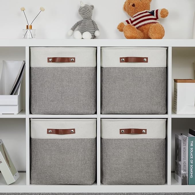 DULLEMELO 13 inch Fabric Storage Cubes 4 Pack Foldable Baskets/Bins - Image 7