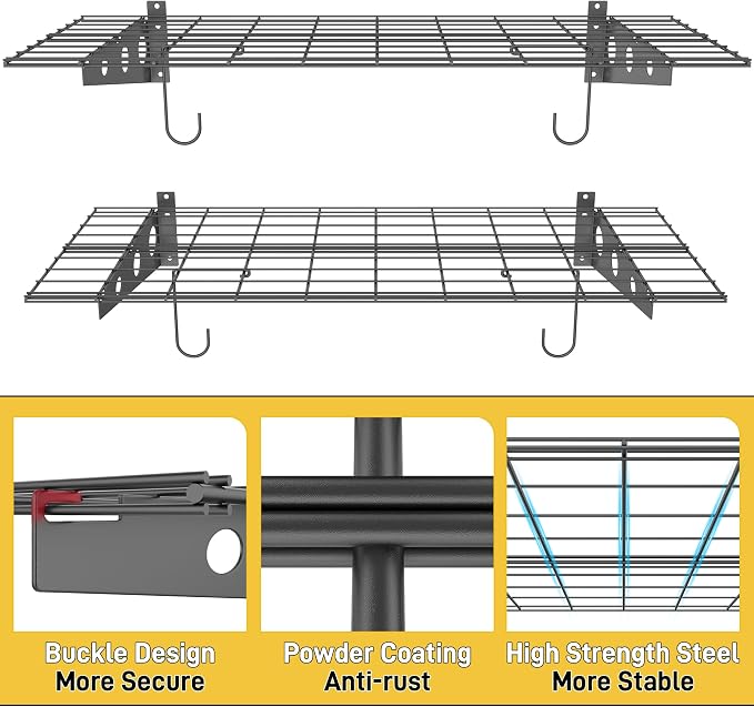 Ultrawall Garage Wall Shelves, 2 x 4 ft Wall Mounted Storage Shelves, Heavy