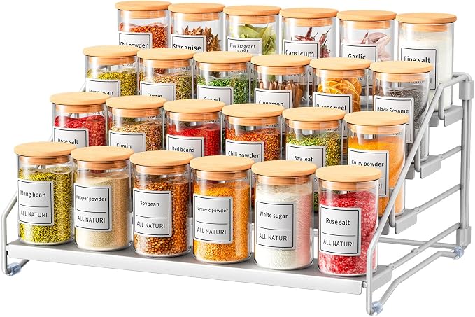 RCHYFEED 4 Tier Spice Rack Organizer, Spice Organization by RCHYFEED