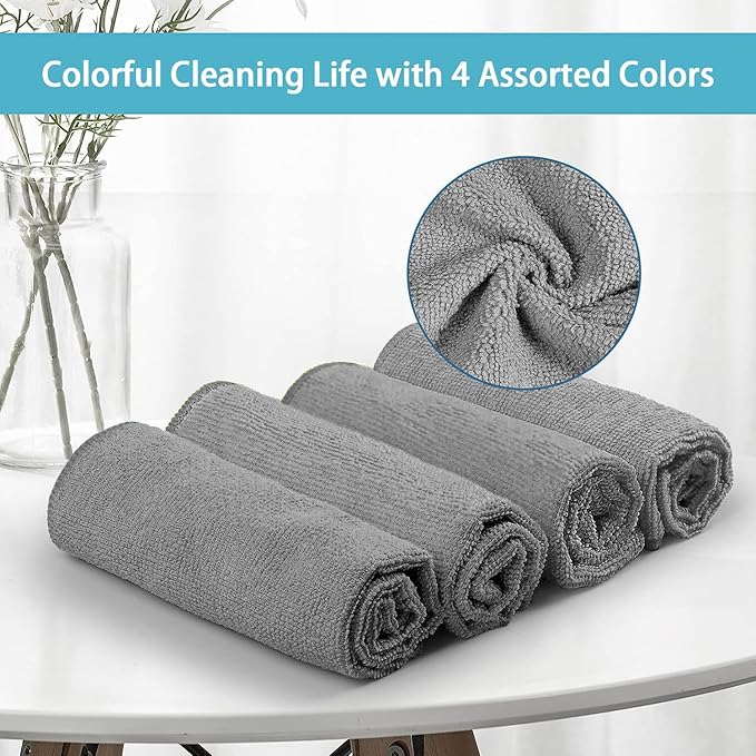 HOMEXCEL Grey Microfiber Cleaning Cloth, 150 Pack Cleaning Rags, Cleaning Towels - Image 2