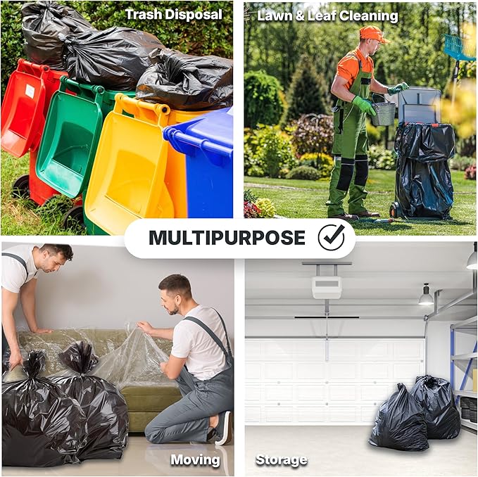 33 Gallon Trash Bags, 30 Micron Heavy Duty Pure LDPE Garbage Can Liners - Image 5